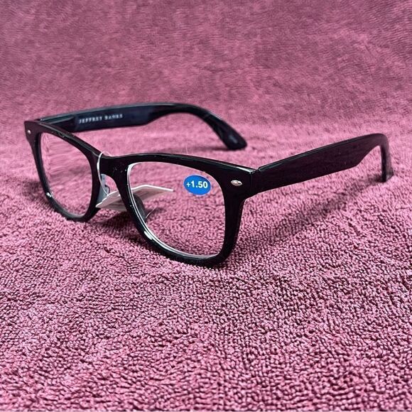 Jeffrey Banks Designer Men's Black Reading Glasses +1.50 NWOB - Picture 7 of 16